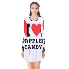 I Love Apple Candy Long Sleeve V-neck Flare Dress by ilovewhateva