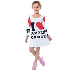 I Love Apple Candy Kids  Long Sleeve Velvet Dress by ilovewhateva