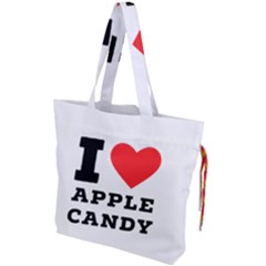 I Love Apple Candy Drawstring Tote Bag by ilovewhateva