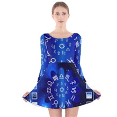 Astrology Horoscopes Constellation Long Sleeve Velvet Skater Dress by danenraven