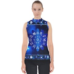 Astrology Horoscopes Constellation Mock Neck Shell Top by danenraven