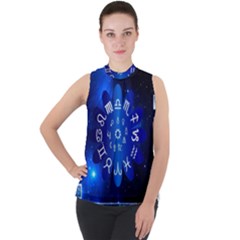 Astrology Horoscopes Constellation Mock Neck Chiffon Sleeveless Top by danenraven