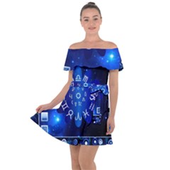 Astrology Horoscopes Constellation Off Shoulder Velour Dress by danenraven