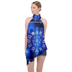 Astrology Horoscopes Constellation Halter Asymmetric Satin Top by danenraven