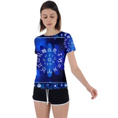 Astrology Horoscopes Constellation Back Circle Cutout Sports Tee by danenraven