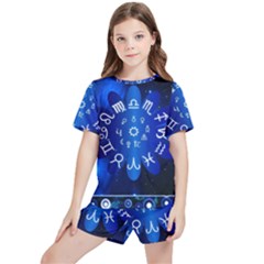 Astrology Horoscopes Constellation Kids  Tee And Sports Shorts Set by danenraven