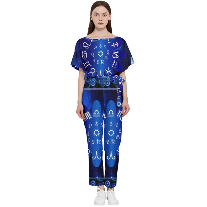 Astrology Horoscopes Constellation Batwing Lightweight Chiffon Jumpsuit