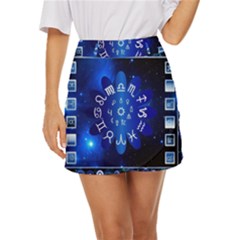 Astrology Horoscopes Constellation Mini Front Wrap Skirt by danenraven