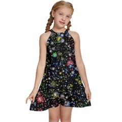 Illustration Universe Star Planet Kids  Halter Collar Waist Tie Chiffon Dress by danenraven