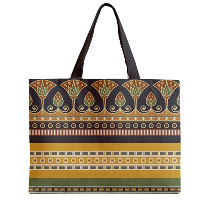 Seamless-pattern-egyptian-ornament-with-lotus-flower Zipper Mini Tote Bag