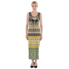 Seamless-pattern-egyptian-ornament-with-lotus-flower Fitted Maxi Dress by Salman4z