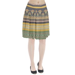 Seamless-pattern-egyptian-ornament-with-lotus-flower Pleated Skirt by Salman4z