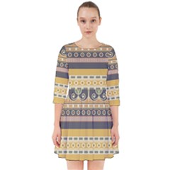 Seamless-pattern-egyptian-ornament-with-lotus-flower Smock Dress by Salman4z