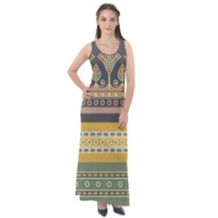 Seamless-pattern-egyptian-ornament-with-lotus-flower Sleeveless Velour Maxi Dress by Salman4z