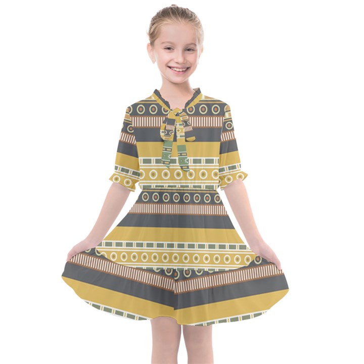 Seamless-pattern-egyptian-ornament-with-lotus-flower Kids  All Frills Chiffon Dress