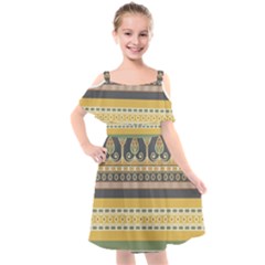 Seamless-pattern-egyptian-ornament-with-lotus-flower Kids  Cut Out Shoulders Chiffon Dress by Salman4z