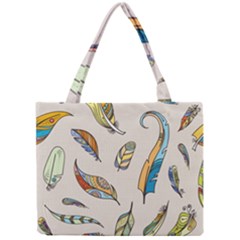 Vector-boho-doodle-feathers-seamless-pattern-illustration Mini Tote Bag by Salman4z