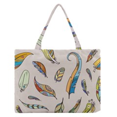 Vector-boho-doodle-feathers-seamless-pattern-illustration Zipper Medium Tote Bag by Salman4z