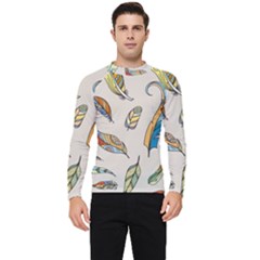 Vector-boho-doodle-feathers-seamless-pattern-illustration Men s Long Sleeve Rash Guard by Salman4z