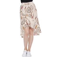 Coloured-dreamcatcher-background Frill Hi Low Chiffon Skirt by Salman4z