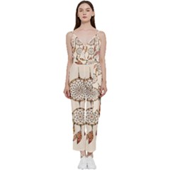 Coloured-dreamcatcher-background V-neck Spaghetti Strap Tie Front Jumpsuit by Salman4z