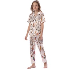 Coloured-dreamcatcher-background Kids  Satin Short Sleeve Pajamas Set by Salman4z