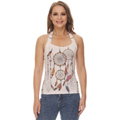 Coloured-dreamcatcher-background Basic Halter Top by Salman4z