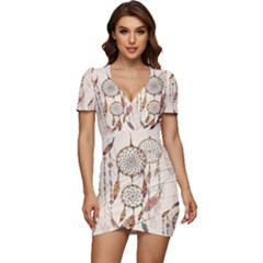 Coloured-dreamcatcher-background Low Cut Cap Sleeve Mini Dress by Salman4z