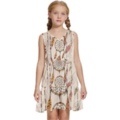 Coloured-dreamcatcher-background Kids  Sleeveless Tiered Mini Dress by Salman4z