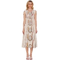 Coloured-dreamcatcher-background V-neck Drawstring Shoulder Sleeveless Maxi Dress