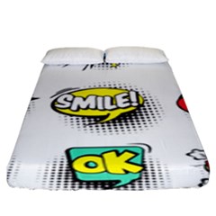 Set-colorful-comic-speech-bubbles Fitted Sheet (king Size) by Salman4z