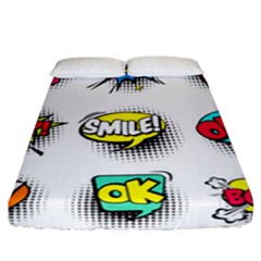 Set-colorful-comic-speech-bubbles Fitted Sheet (california King Size) by Salman4z