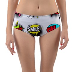 Set-colorful-comic-speech-bubbles Reversible Mid-waist Bikini Bottoms by Salman4z