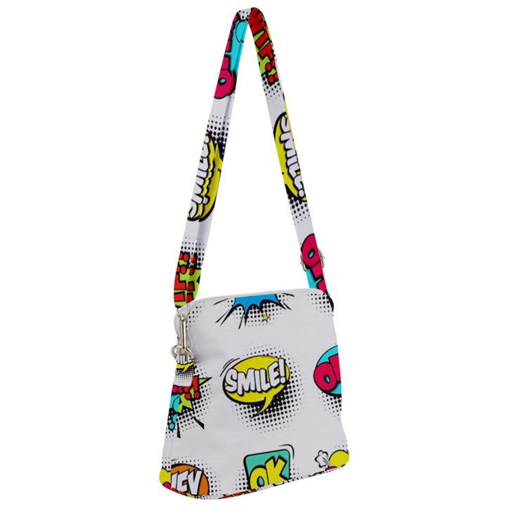 Set-colorful-comic-speech-bubbles Zipper Messenger Bag