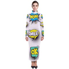 Set-colorful-comic-speech-bubbles Turtleneck Maxi Dress by Salman4z