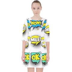 Set-colorful-comic-speech-bubbles Quarter Sleeve Pocket Dress by Salman4z