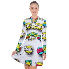 Set-colorful-comic-speech-bubbles Long Sleeve Panel Dress by Salman4z