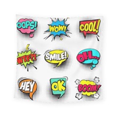 Set-colorful-comic-speech-bubbles Square Tapestry (small) by Salman4z