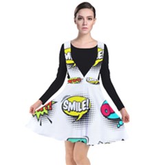 Set-colorful-comic-speech-bubbles Plunge Pinafore Dress by Salman4z