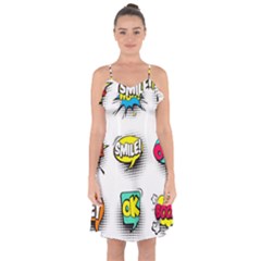 Set-colorful-comic-speech-bubbles Ruffle Detail Chiffon Dress by Salman4z