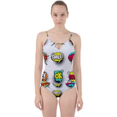 Set-colorful-comic-speech-bubbles Cut Out Top Tankini Set by Salman4z