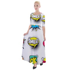 Set-colorful-comic-speech-bubbles Half Sleeves Maxi Dress by Salman4z