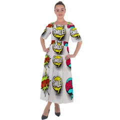 Set-colorful-comic-speech-bubbles Shoulder Straps Boho Maxi Dress  by Salman4z