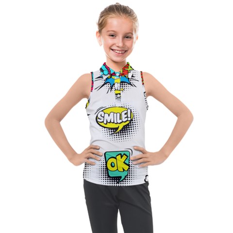 Set-colorful-comic-speech-bubbles Kids  Sleeveless Polo Tee by Salman4z