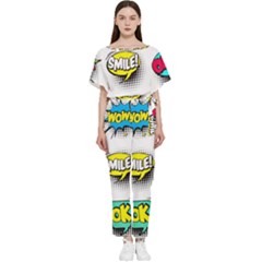 Set-colorful-comic-speech-bubbles Batwing Lightweight Chiffon Jumpsuit by Salman4z