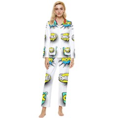 Set-colorful-comic-speech-bubbles Womens  Long Sleeve Velvet Pocket Pajamas Set by Salman4z