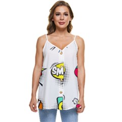 Set-colorful-comic-speech-bubbles Casual Spaghetti Strap Chiffon Top by Salman4z