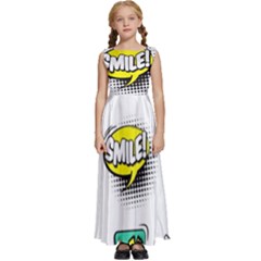 Set-colorful-comic-speech-bubbles Kids  Satin Sleeveless Maxi Dress by Salman4z