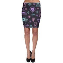 Vintage-seamless-pattern-with-tribal-art-african-style-drawing Bodycon Skirt by Salman4z