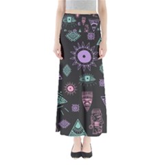 Vintage-seamless-pattern-with-tribal-art-african-style-drawing Full Length Maxi Skirt by Salman4z